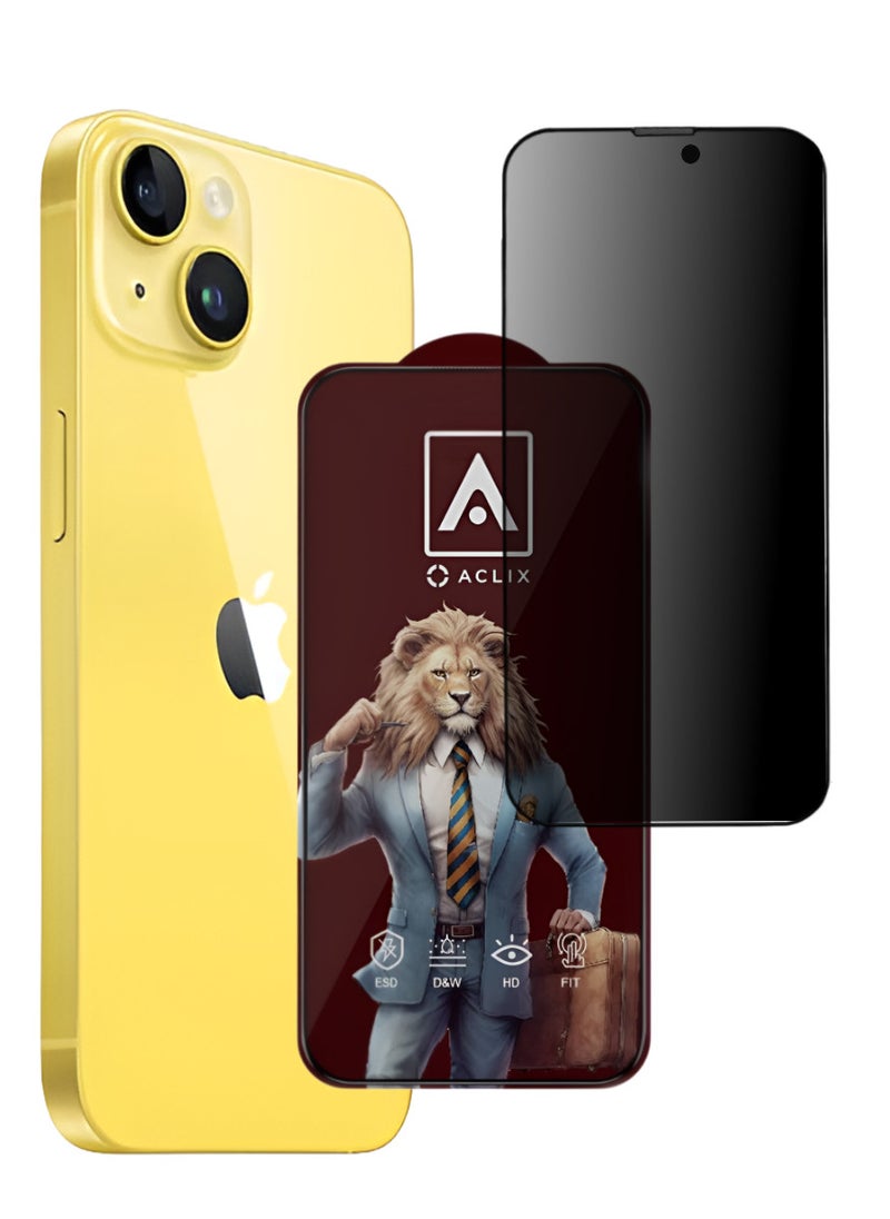 ACLIX Antistatic ESD Dust Proof Premium Quality High Definition Anti-Spy Privacy Tempered Glass Screen Protector Designed For  iPhone 14 Plus - Image 1