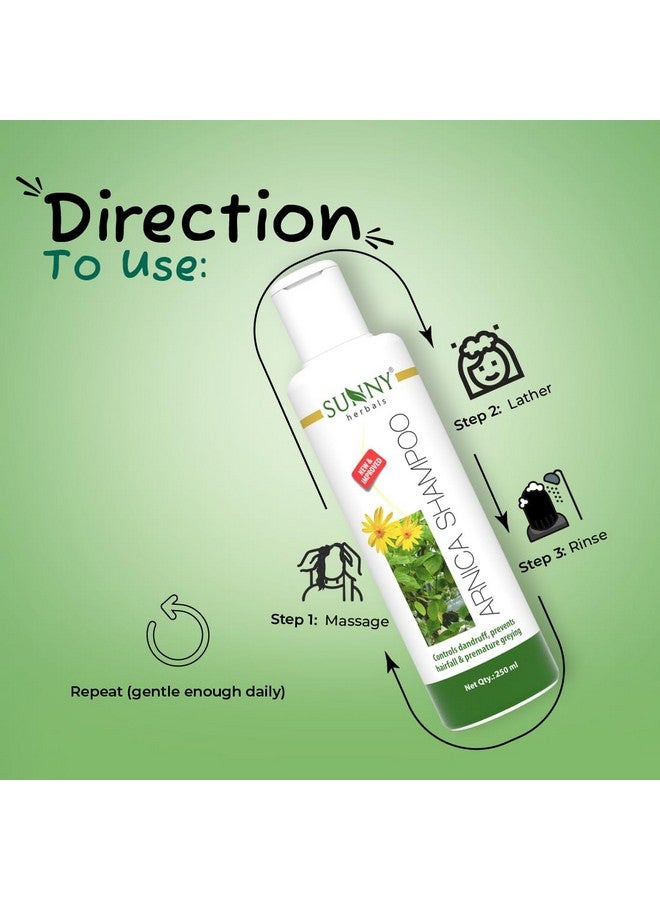 Sunny Herbals New & Improved pH Balanced Arnica Shampoo For Soft, Lustrous & Healthy Hair | Cantharis Gives Cool & Healthy Scalp | Brings Back Moisture & Shine With Fragrant Hair, 250 ml (Pack of 2) - Image 3