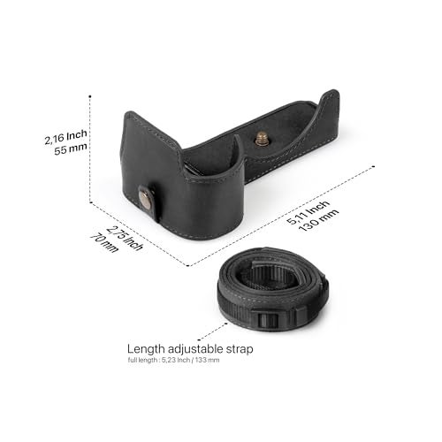 MegaGear Genuine Leather Half Camera Case for Sony Alpha a6700 - Stylish and Protective (Black) - Image 2