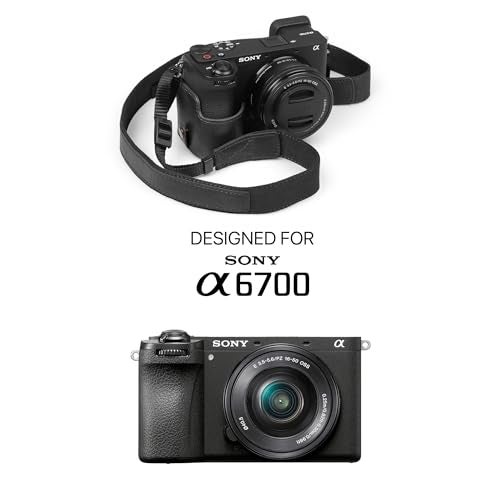MegaGear Genuine Leather Half Camera Case for Sony Alpha a6700 - Stylish and Protective (Black) - Image 3