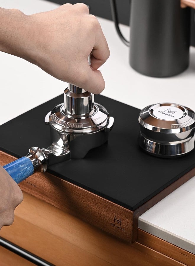 MUVNA Espresso Tamping Mat, Coffee Tamper Mat,Food-Grade Silicone & Wood Coffee Mat,Non-Slip Waterproof Tamping Pad for Espresso Machine,Coffee Bar Accessories Organizer,9.21"x7.24" - Image 3