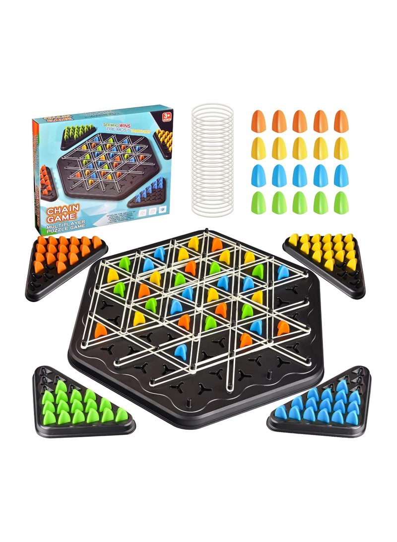 general Chain Triangle Game, Children's Strategy Board Game, Triangle Rubber Band Game, Family Game for Kids and Adults, Family Night Board Game, 2 to 4 Players, Children's Birthday Gift - Image 1