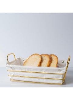 DubaiGallery Metal Serving Bread Basket with Fabric Lining, Rectangle Storage Baskets for Breads, Vegetables, Snacks. CandiesTray for Living Room, Office, Kitchen Tableware  - Image 1