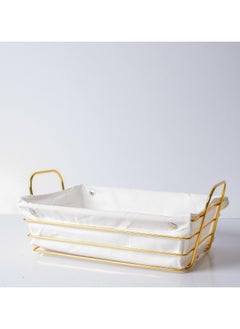 DubaiGallery Metal Serving Bread Basket with Fabric Lining, Rectangle Storage Baskets for Breads, Vegetables, Snacks. CandiesTray for Living Room, Office, Kitchen Tableware  - Image 4