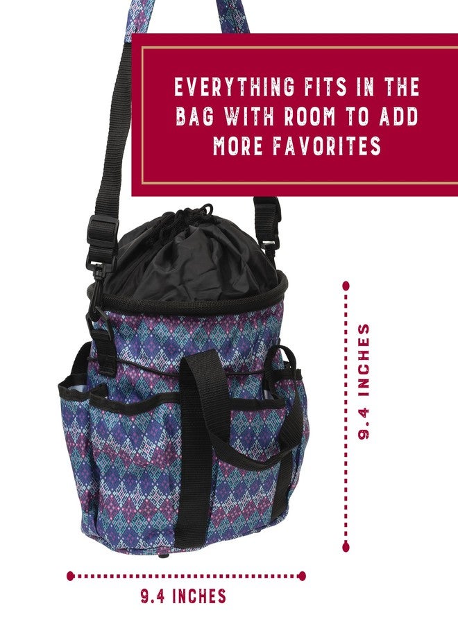 Weaver Equine Horse Grooming Kit, 7-Piece Horse Brush Set with Organizer Tote Bag, Hoof Pick, Comb, Sweat Scraper, Equine Tools for Daily Grooming, Purple Geo - Image 3