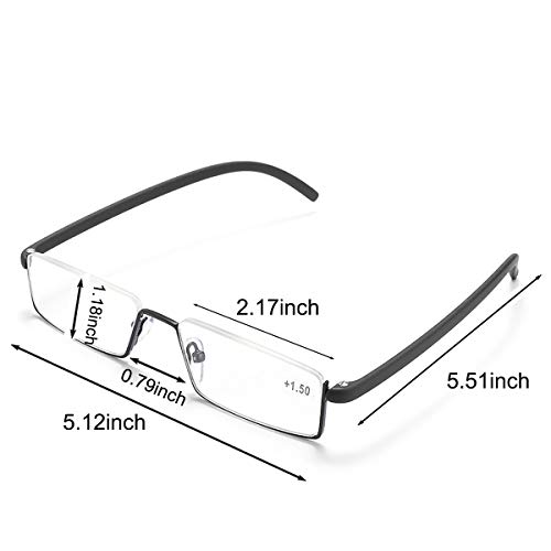 COVESATO 2 Pack Half Frame Reading Glasses for Men and Women Lightweight Computer Readers with Portable Case 2.00 - Image 3