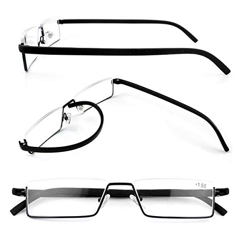 COVESATO 2 Pack Half Frame Reading Glasses for Men and Women Lightweight Computer Readers with Portable Case 2.00 - Image 2