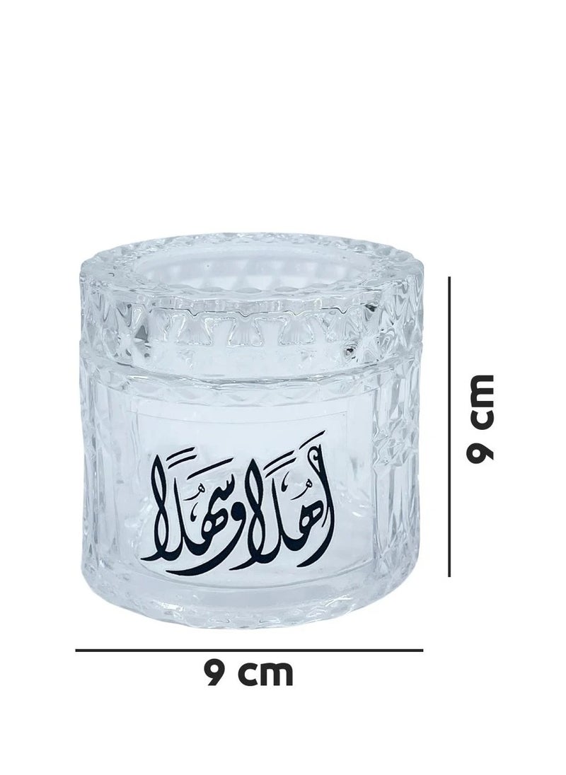 علبة مناديل زجاج بعبارات ترحيبية