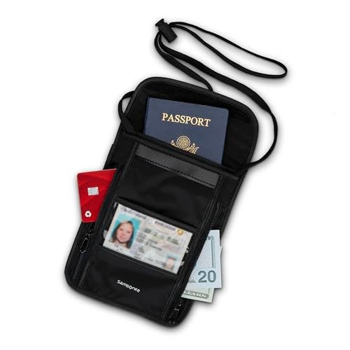 Samsonite RFID Neck Pouch - Lightweight and Durable Nylon RFID Protection Technology - Blocks RFID Signals Encoded In Passports, IDs & Credit Cards - Image 2