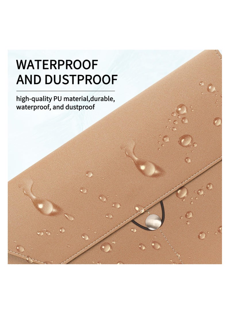 SYOSI PU Leather A4 Document Holder File, Organizer Filing Envelope Portfolio Case Tablet Sleeve with Rope Buckle Closure & Front Pockets for Home School Office Stationery (Light Brown) - Image 5