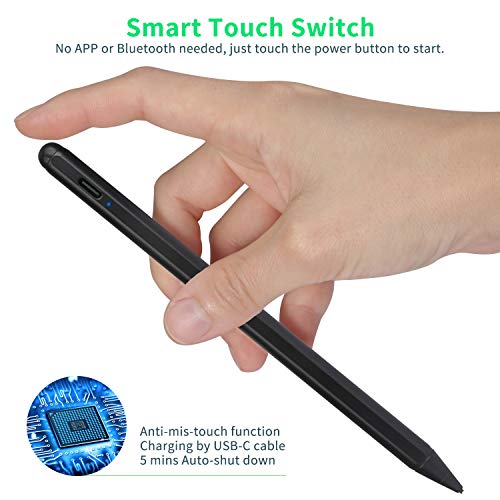 Bbata Electronic Stylus for iPad Pro 9.7" Pencil,Active Capacitive Pencil Compatible with Apple iPad Pro 9.7-inch Stylus Pens,Good on Drawing and NotesType-C Rechargeable Pen, Black - Image 2