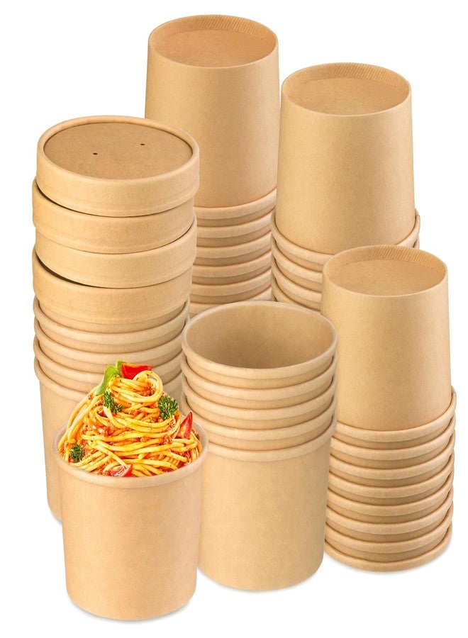 Huaiid 12 oz 50 Pack Soup Containers with Lids, Disposable Paper Soup Cups, Paper Soup Container, Disposable Dessert Bowls for Hot or Cold Soup, Ice Cream, Yogurt, Fruit - Image 1