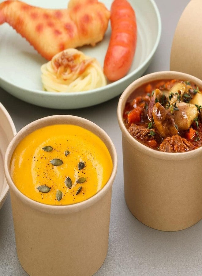 Huaiid 12 oz 50 Pack Soup Containers with Lids, Disposable Paper Soup Cups, Paper Soup Container, Disposable Dessert Bowls for Hot or Cold Soup, Ice Cream, Yogurt, Fruit - Image 3
