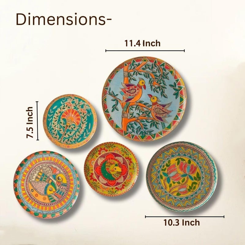 JFUJFU Madhubani Indian Art Wall Decor - Metal 3D Hanging Plates for Home (Set of 5) - Image 4