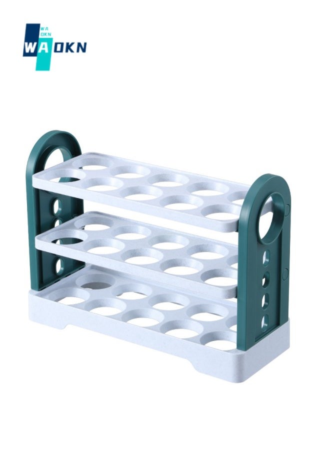 Refrigerator Egg Rack, Refrigerator Egg Storage Container, Refrigerator Large Capacity Egg Organizer, Plastic Egg Dispenser, Egg Tray and Egg Carton - 3 Tiers