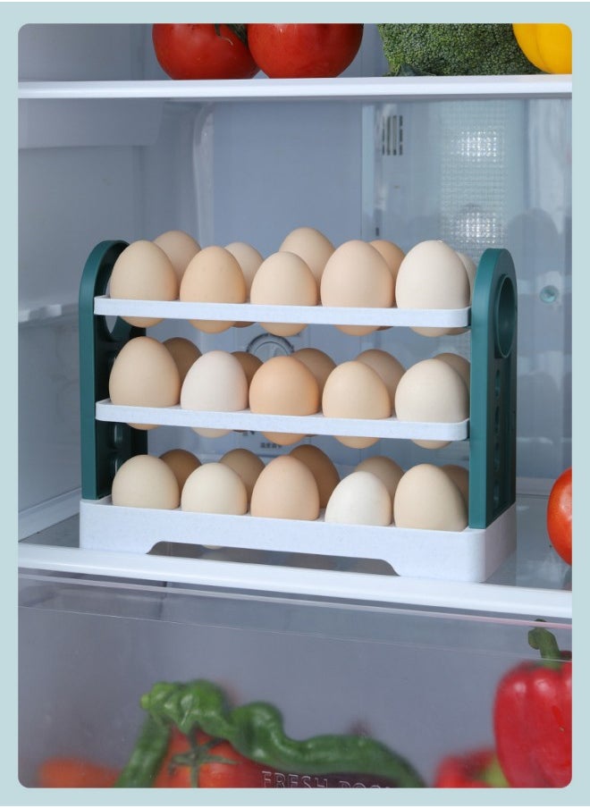 Refrigerator Egg Rack, Refrigerator Egg Storage Container, Refrigerator Large Capacity Egg Organizer, Plastic Egg Dispenser, Egg Tray and Egg Carton - 3 Tiers