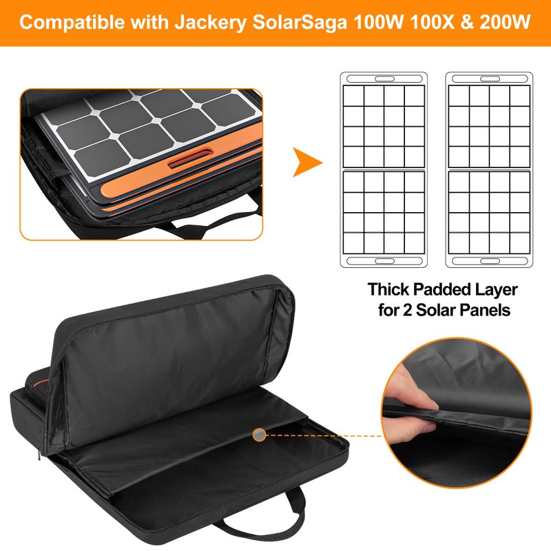 HODRANT HODRANT Solar Panel Storage Bag, Travel Solar Panel Backpack Compatible with Jackery SolarSaga 100W 100X 200W, Padded Solar Panel Carrying Case for 2 Panels, Portable Solar Panel Carrier with Pockets  - Image 2