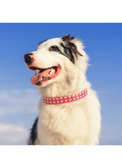 BINGPET BA2006 Adjustable Dog Real Split Leather Studded Pet Dog Collar, Durable Doggy Collars for Small Medium Large Dogs - RED XS  - Image 3