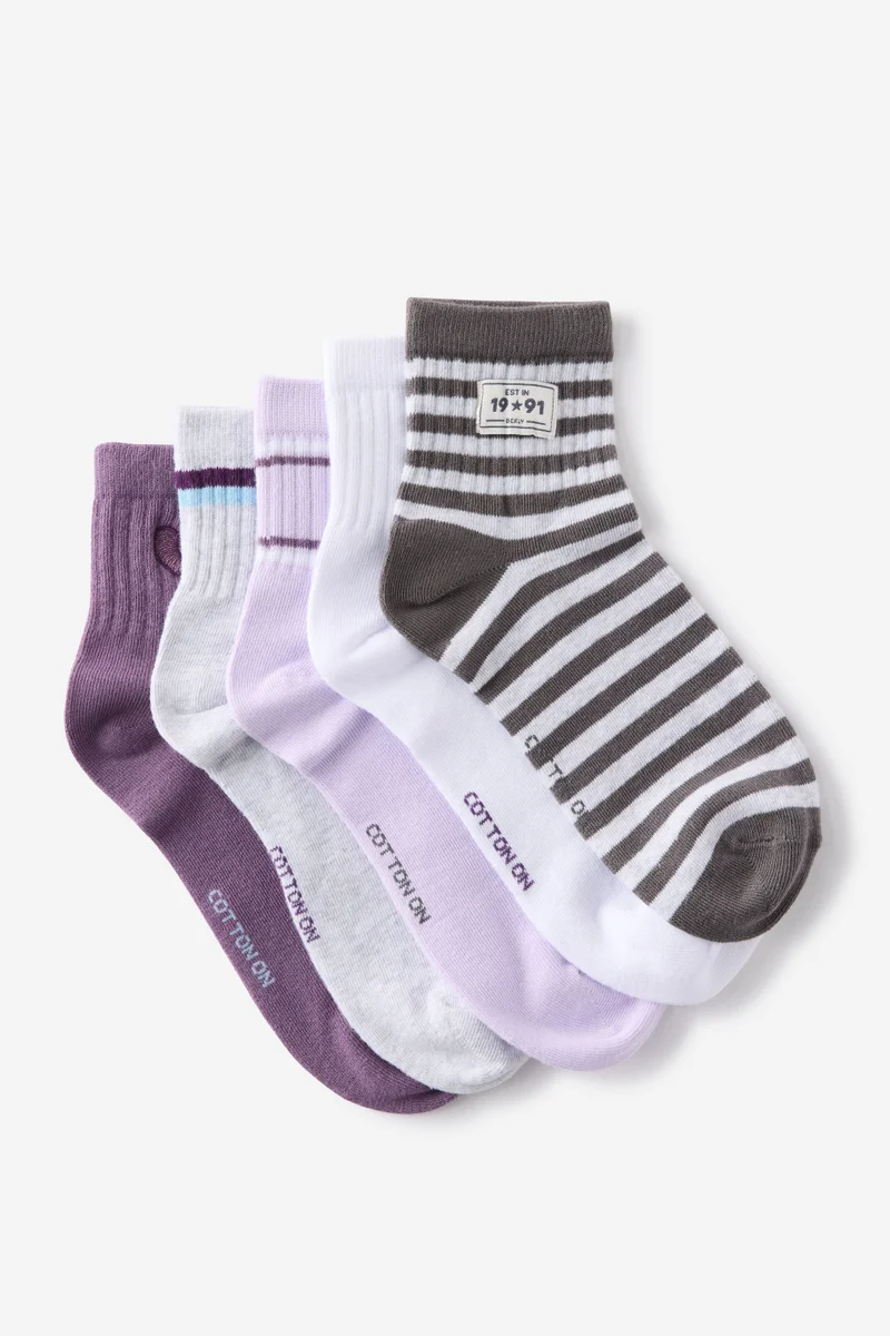 روبي 5Pk Quarter Crew Sock