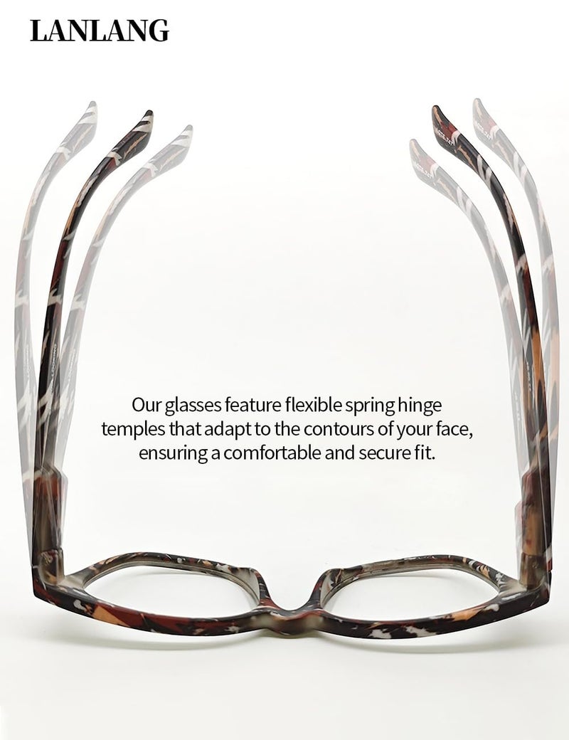 LANLANG 4 Pack Blue light blocking Reading Glasses for Women Men, Spring Hinge, PC frame, Lightweight, Colorful design, +2.0 diopters - Image 3