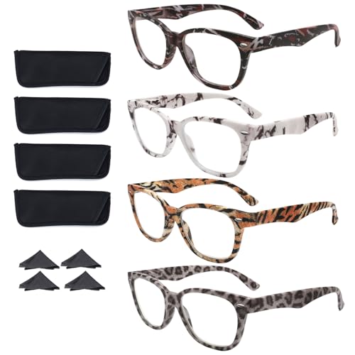 LANLANG 4 Pack Blue light blocking Reading Glasses for Women Men, Spring Hinge, PC frame, Lightweight, Colorful design, +2.0 diopters - Image 1