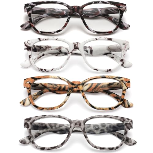 LANLANG 4 Pack Blue light blocking Reading Glasses for Women Men, Spring Hinge, PC frame, Lightweight, Colorful design, +2.0 diopters - Image 2