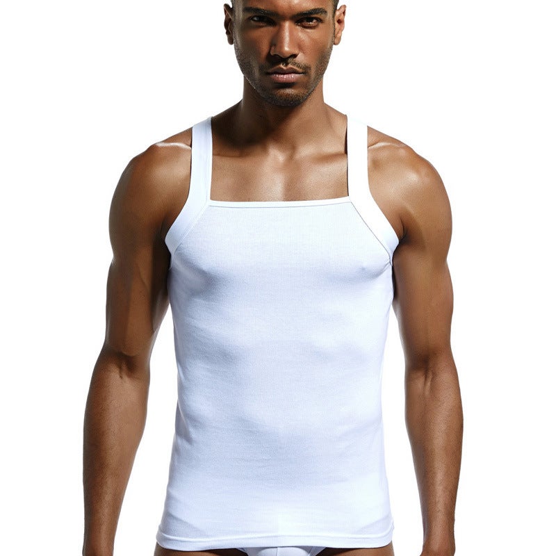 Superbody الرجال الجديدة النقية اللون خيوط سترة القطن مثيرة عالية المرنة قريبة التركيب العرق امتصاص أسفل سترة واحدة للرجال - Image 3