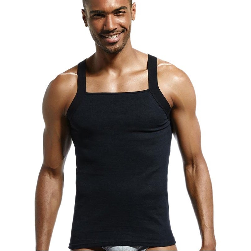 Superbody الرجال الجديدة النقية اللون خيوط سترة القطن مثيرة عالية المرنة قريبة التركيب العرق امتصاص أسفل سترة واحدة للرجال - Image 2