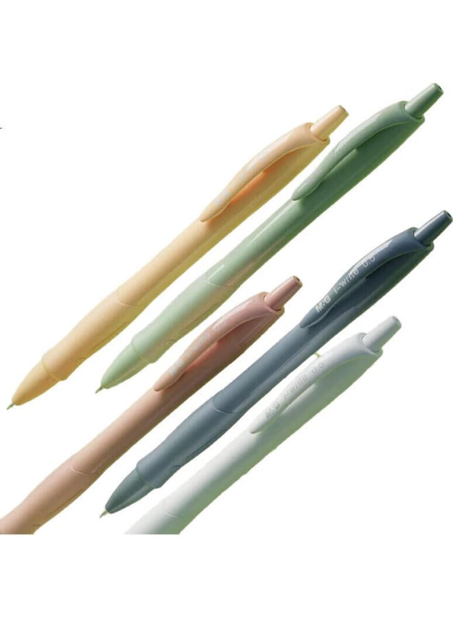 M.G M&G (M&G) Stationery Neutral Pen Push Brush Pen St Quick-Drying Smooth Water Pen Morandi Color Series 0.5Mm Black Signature Pen 5-Pack + 10 Push Bullet Head Replacement Cores - Image 3