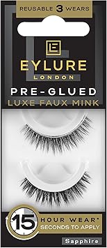 Eylure False Eyelashes PreGlued Design Sapphire Luxe Faux Mink Single Pair Stays for up to 15 hours Easy to wear - Image 1