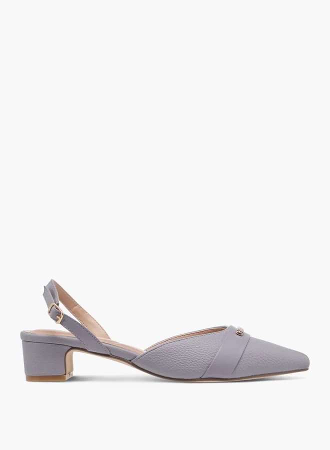 Celeste Women's Textured Mules with Buckle Closure and Block Heel