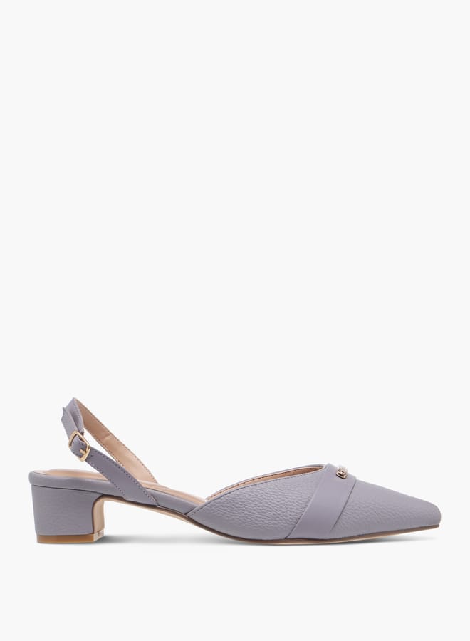 Celeste Women's Textured Mules with Buckle Closure and Block Heel  - Image 3