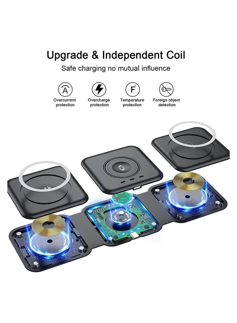 Cool Baby COOLBABY Magnetic Wireless Charger for iPhone Fodable 3 in 1 Charging Station for Multiple Apple Devices,Wireless Fast Charging Stand for Mobile Phone Watch Earphones - Image 3