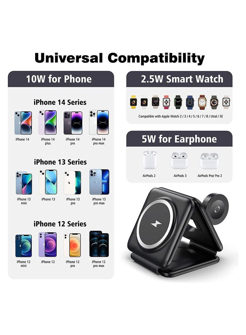 Cool Baby COOLBABY Magnetic Wireless Charger for iPhone Fodable 3 in 1 Charging Station for Multiple Apple Devices,Wireless Fast Charging Stand for Mobile Phone Watch Earphones - Image 2