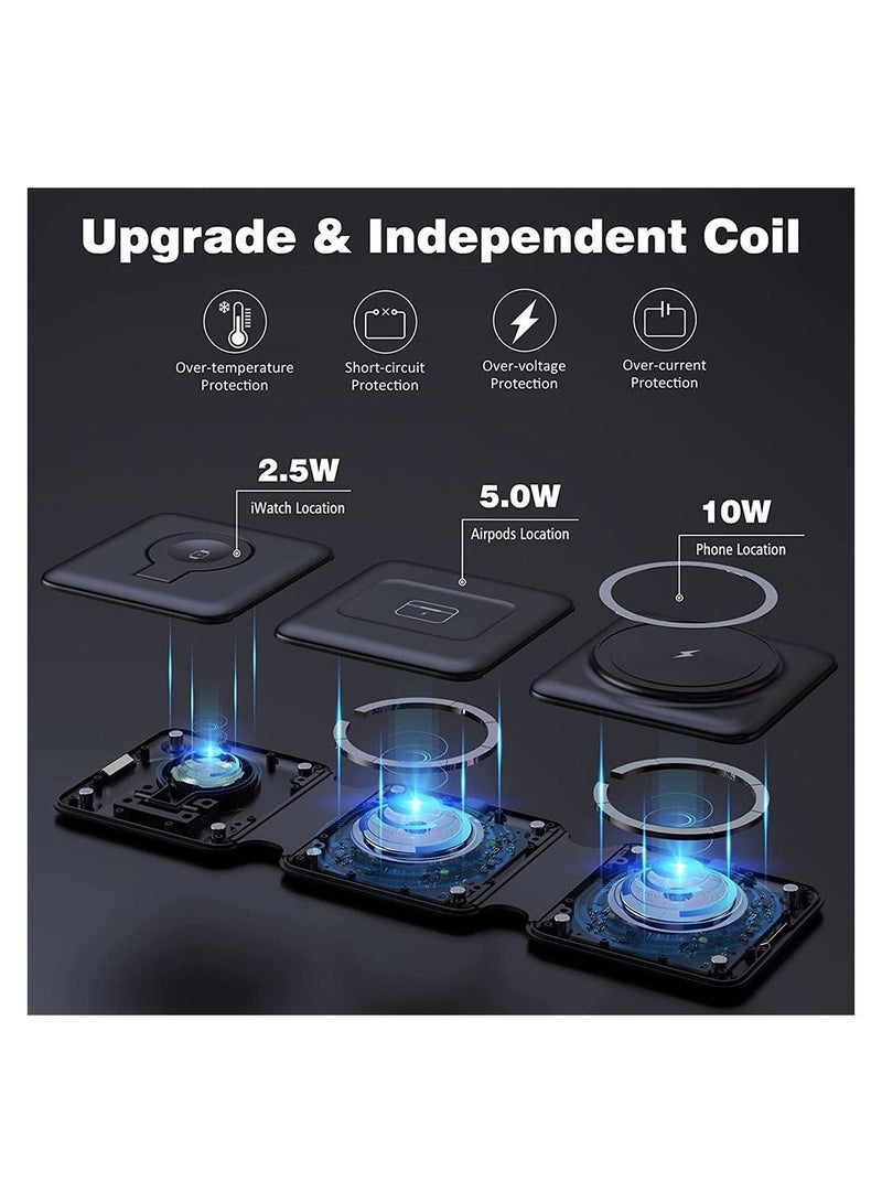 Cool Baby COOLBABY Magnetic Wireless Charger for iPhone Fodable 3 in 1 Charging Station for Multiple Apple Devices,Wireless Fast Charging Stand for Mobile Phone Watch Earphones - Image 5