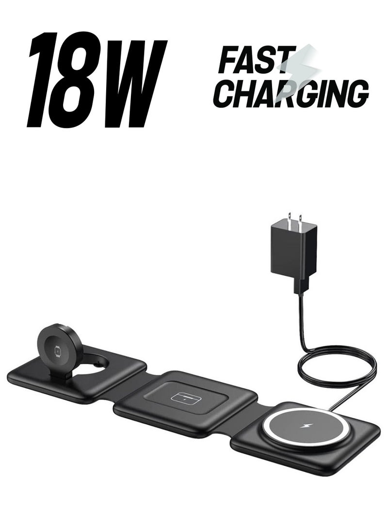 Cool Baby COOLBABY Magnetic Wireless Charger for iPhone Fodable 3 in 1 Charging Station for Multiple Apple Devices,Wireless Fast Charging Stand for Mobile Phone Watch Earphones - Image 1