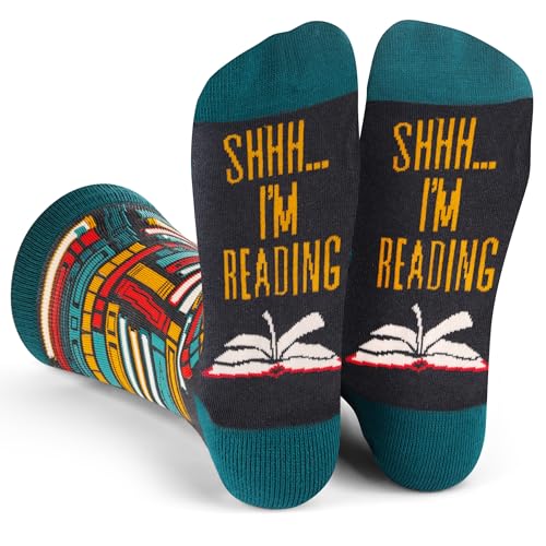 Lavley Book and Reading Socks for Adults - Funny Gifts for Reader - Unisex for Men and Women, One Size (US, Alpha, One Size, Regular, Regular, Shhh I'm Reading) - Image 1