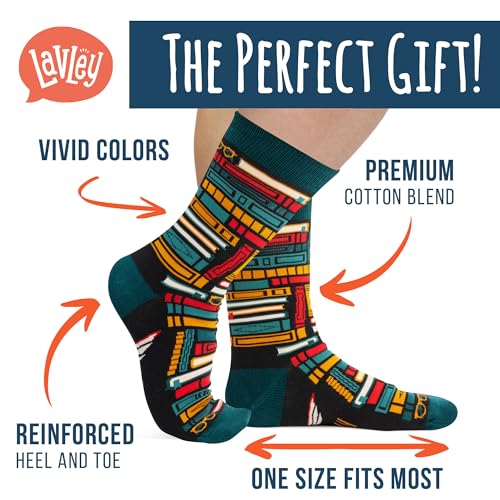 Lavley Book and Reading Socks for Adults - Funny Gifts for Reader - Unisex for Men and Women, One Size (US, Alpha, One Size, Regular, Regular, Shhh I'm Reading) - Image 3