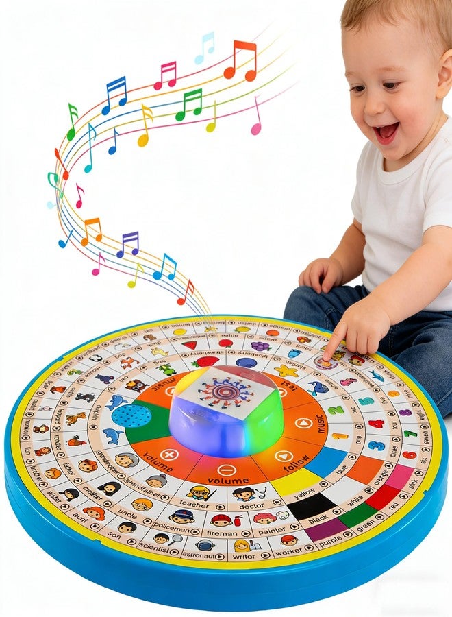 YOOOYOOO Age 1 2 3 Toddler Learning Words Pronunciation Machine,12 Month+ Kids Early Education Toys,Children Electronic Interactive Point Reader,with Music & RGB Lights,12.83inch Diameter Rotating Wheel - Image 1