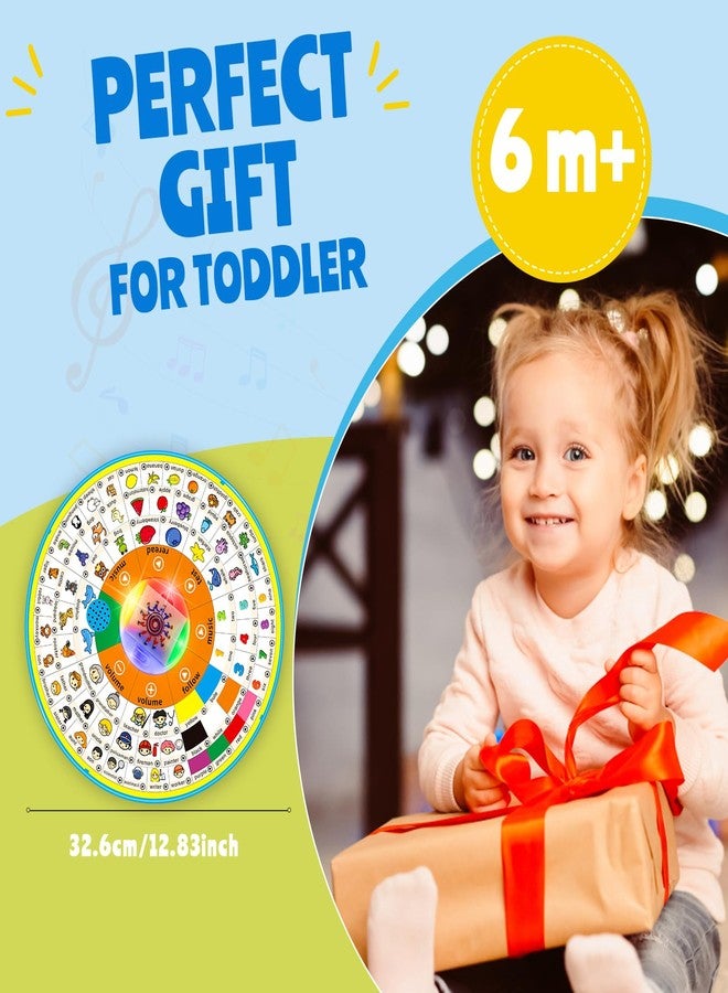 YOOOYOOO Age 1 2 3 Toddler Learning Words Pronunciation Machine,12 Month+ Kids Early Education Toys,Children Electronic Interactive Point Reader,with Music & RGB Lights,12.83inch Diameter Rotating Wheel - Image 3