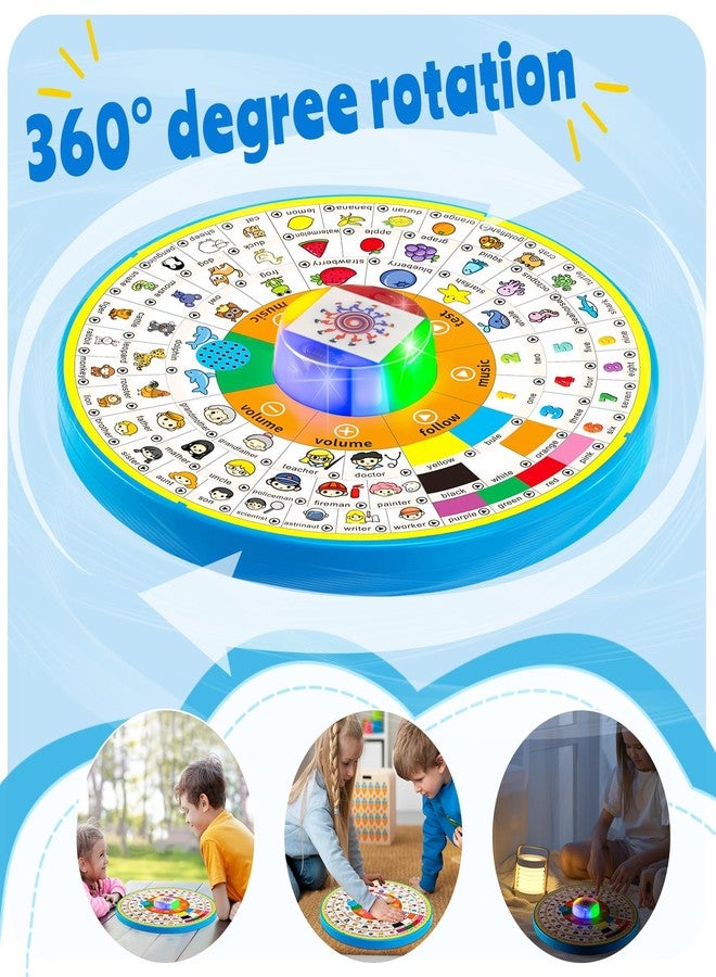 YOOOYOOO Age 1 2 3 Toddler Learning Words Pronunciation Machine,12 Month+ Kids Early Education Toys,Children Electronic Interactive Point Reader,with Music & RGB Lights,12.83inch Diameter Rotating Wheel - Image 5