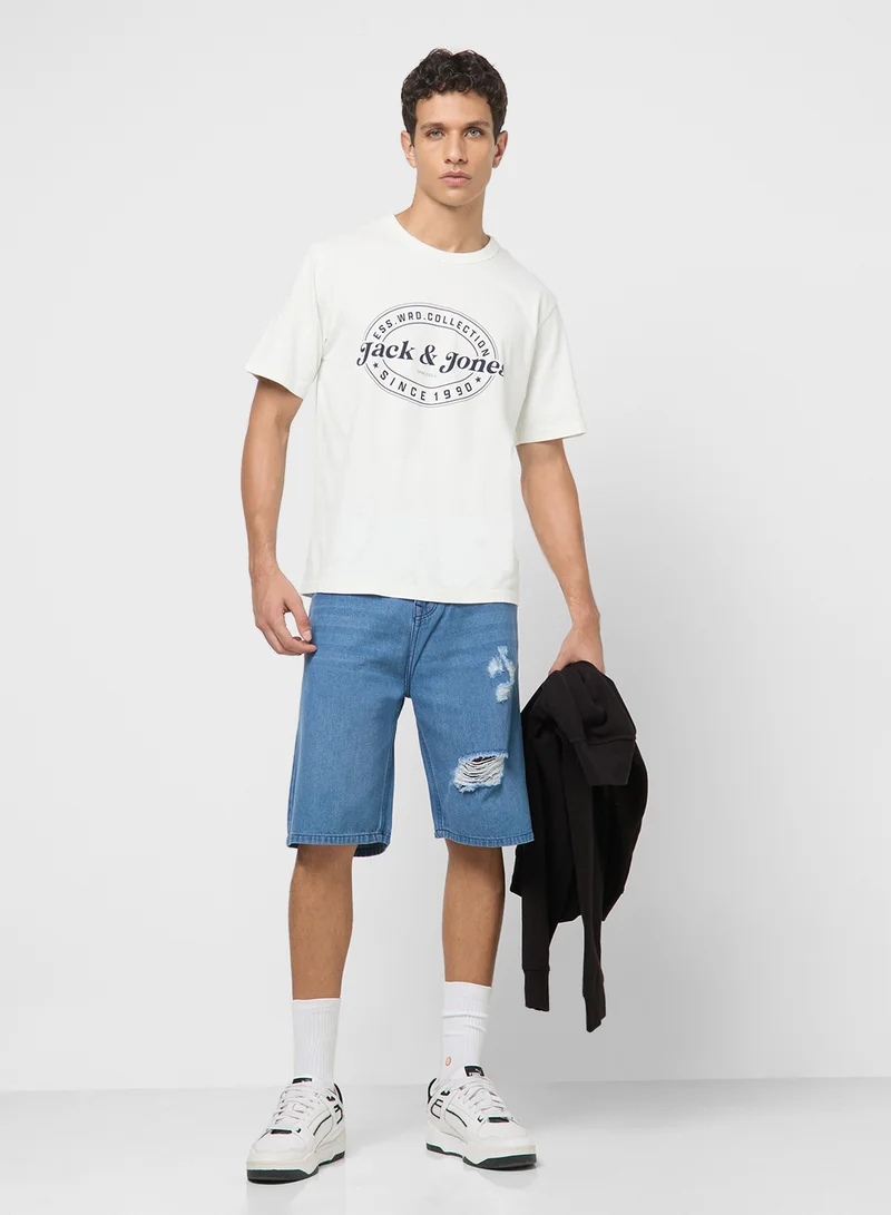 JACK & JONES Jjedover Printed Crew Neck T-Shirt