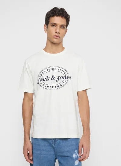 JACK & JONES Jjedover Printed Crew Neck T-Shirt