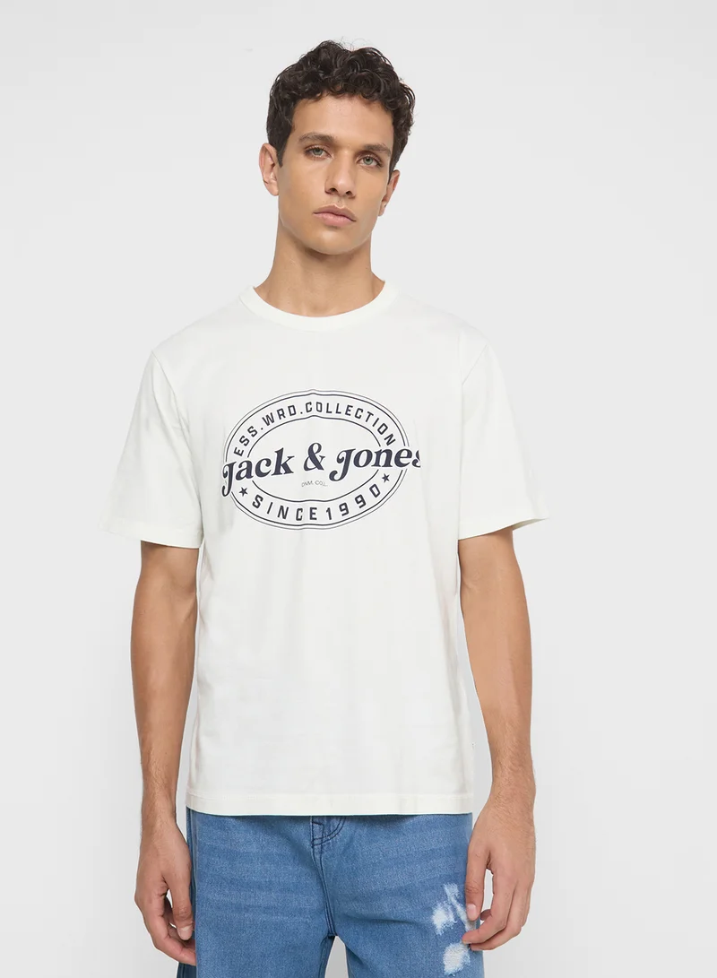 JACK & JONES Jjedover Printed Crew Neck T-Shirt