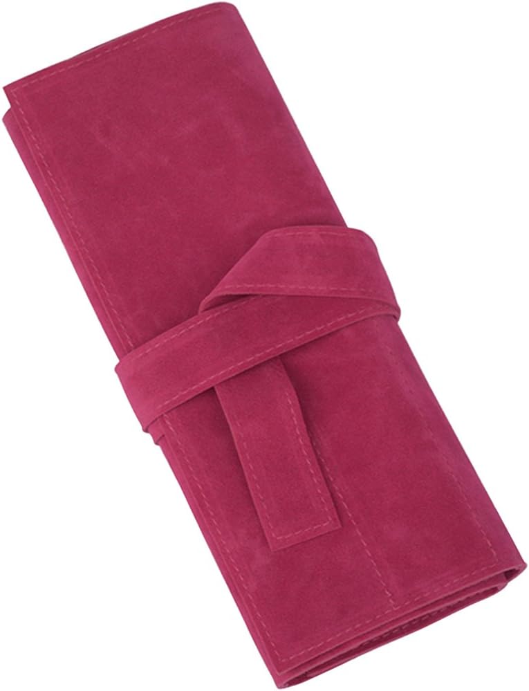 Microfiber Fabric Salon Scissors Bag Roll Up Hair Tools Pouch for Stylist Barber Hairdressers, Rose