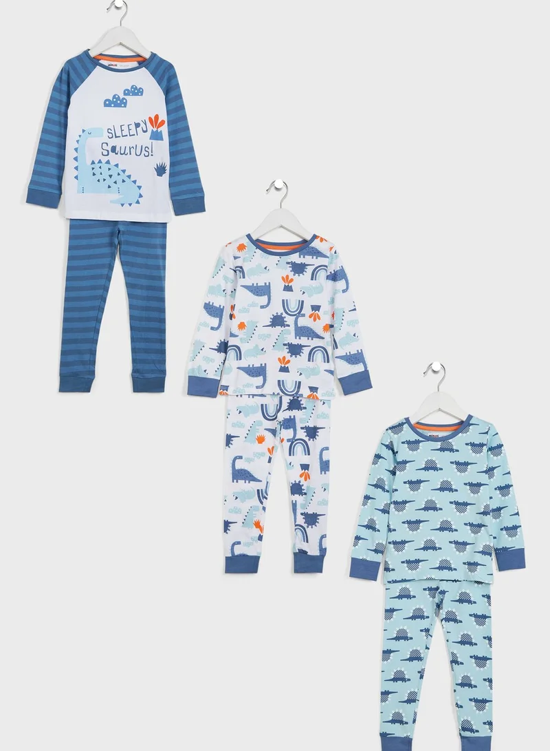 MINOTI Kids 3 Pack Assorted Pyjama Set
