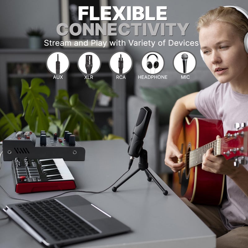 Pyle Professional Wireless DJ Audio Mixer- 3-Channel Bluetooth DJ Controller Sound Mixer w/USB Audio Interface, Combo Jack XLR+6.35mm Mic/Line/Guitar In, 3.5mm, RCA, AUX, Headphone Jack- PAD33MXUBT.5 - Image 4