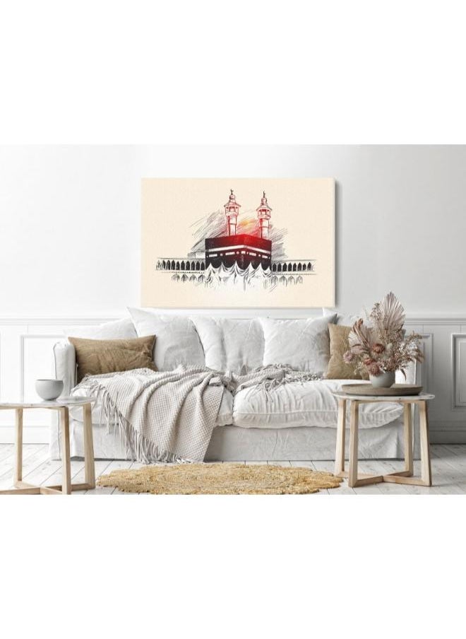 Home Gallery - home gallery Holy kaaba in mecca saudi arabia hand drawn Printed Canvas wall art - Image 1