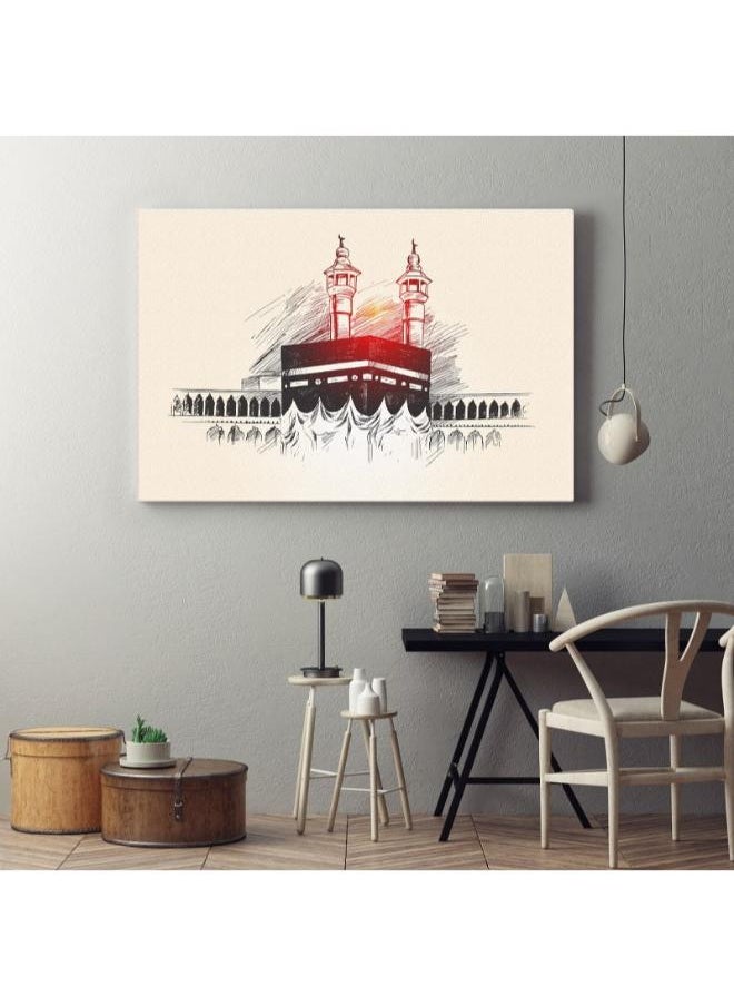 Home Gallery - home gallery Holy kaaba in mecca saudi arabia hand drawn Printed Canvas wall art - Image 1
