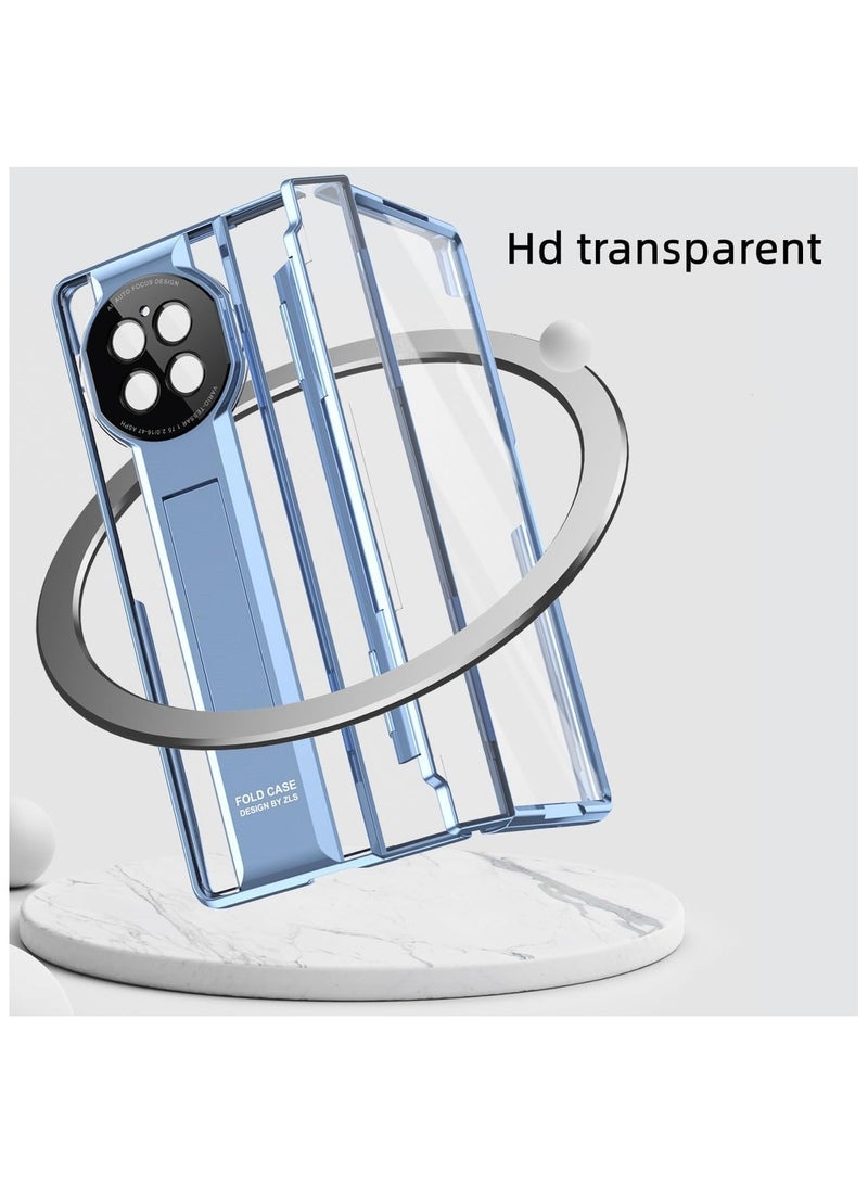 general Compatible with Vivo X Fold 2 Clear Case with Flat Hinge Protection, All-inclusive Cover Built in Screen Protector Metal Camera Lens Protector Kickstand Slim PC Case - Image 4